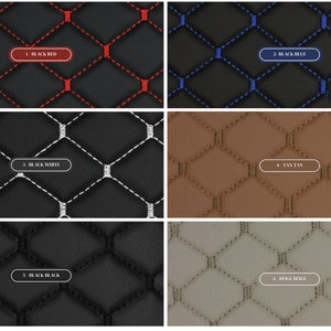 Car Upholstery Fabric Quilted Vinyl Faux Leather | 2x2cm Diamond Stitch | 4mm Foam Backing | 140cm| Automotive Projects|Yacht | Embroidered