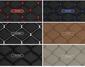 Quilted Vinyl Faux Leather Car Upholstery Fabric | 2"x2" 5x5cm Diamond Stitch with 5mm Foam Backing | 140cm Wide | Automotive Projects