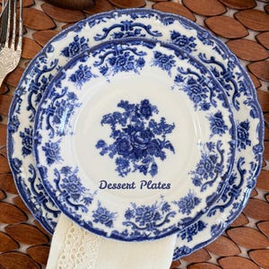 Porcelain Dinnerware Set Azul Dark Blue 24-Piece | 6 Person Premium Floral Plates & Bowls