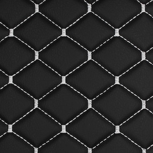 Black White Quilted Vinyl Faux Leather Car Upholstery Fabric | 2&quot;x2&quot; 5x5cm Diamond Stitch 5mm Foam Backing | 140cm Wide Automotive - Boat