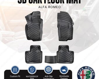 Alfa Romeo Floor Mats 4 Pieces Set Waterproof 3D Custom Fit Car Mats | Non-Slip & Durable | All-Weather Protection Auto Carpet Easy to Clean