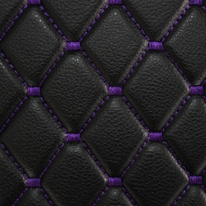 Purple Black Quilted Vinyl Faux Leather Car Upholstery Fabric | 2&quot;x2&quot; 5x5cm Diamond Stitch 5mm Foam Backing | 140cm Wide Automotive - Boat