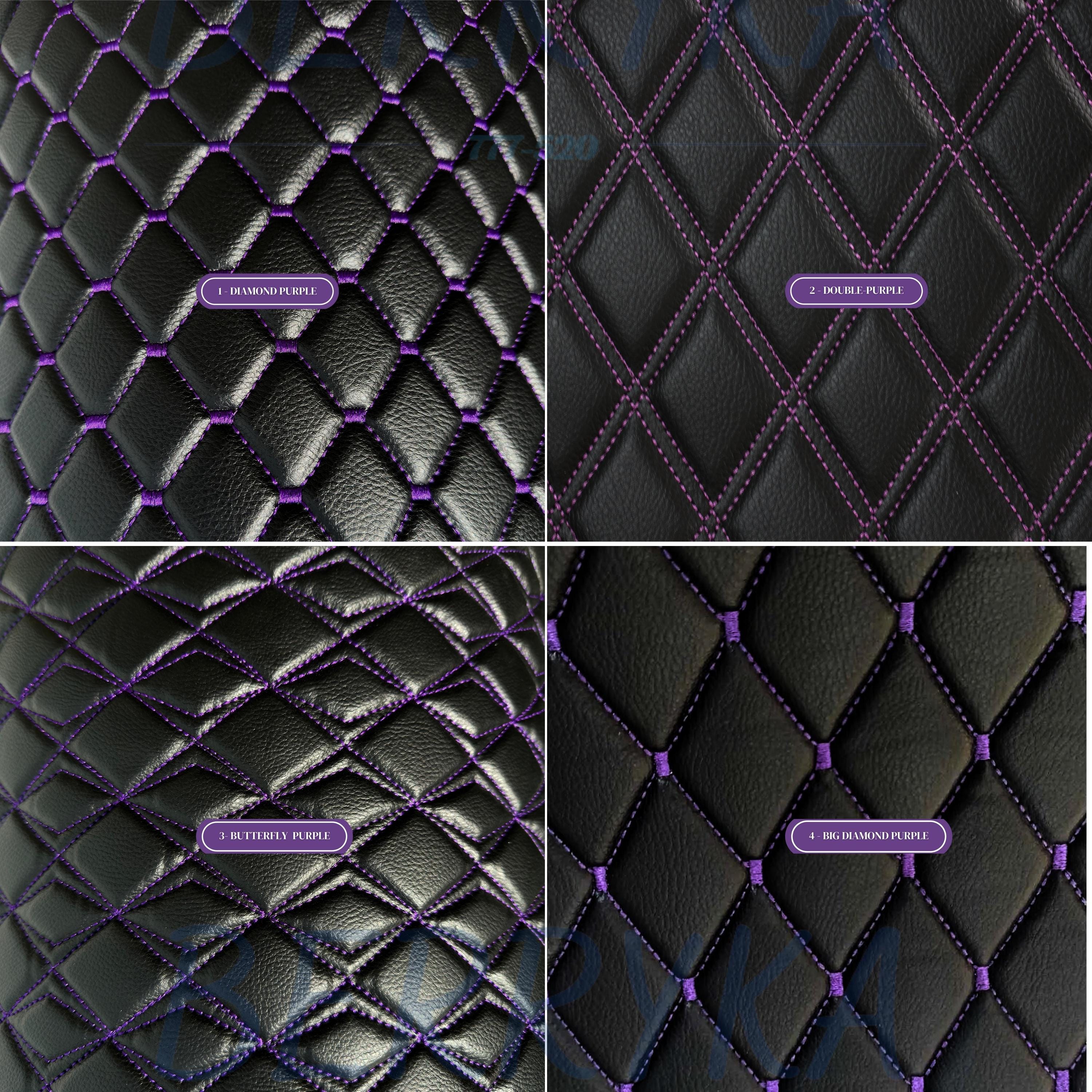 Excel Human 敷カーペット 紫 ダイヤモンド模様 Purple Quilted Vinyl Faux Leather Car Upholstery Fabric | Cross