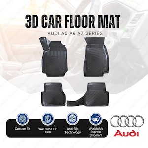 Tapis de sol 3D étanches sur mesure pour Audi A5, A6, série A7, lot de 4 | Tapis de voiture antidérapant et durable, résistant aux intempéries, inodore