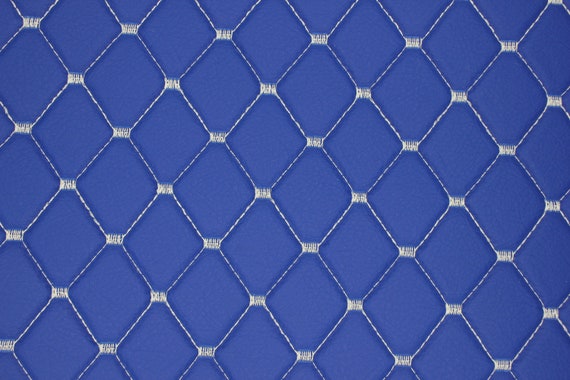 Blue Leather With Elegant White Diamond Stitch | 2