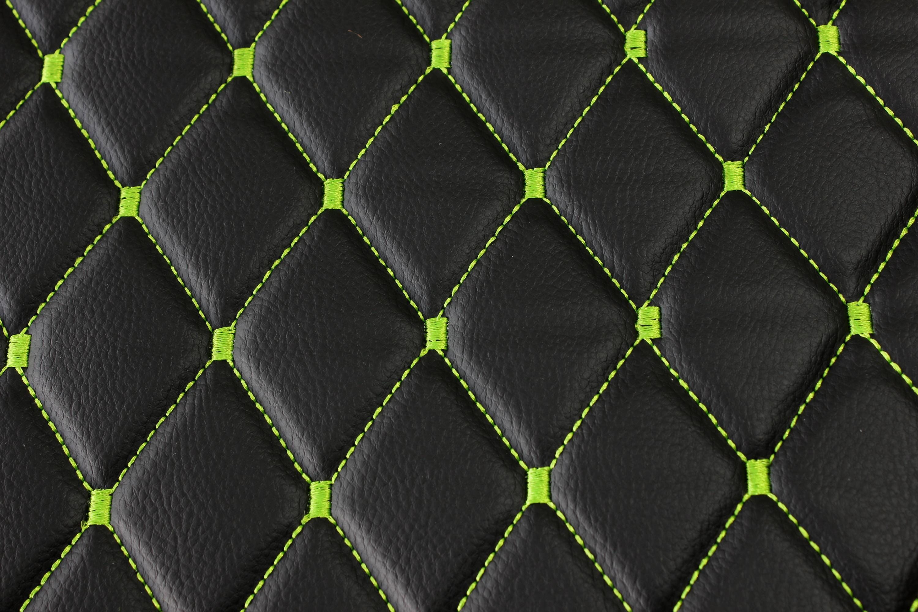 Light Green Black Quilted Vinyl Faux Leather Upholstery Fabric