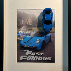 Porsche 911 Carrera GT3 RS Blue – 3D Wall Art with Magnetic 1:64 Diecast Car – Fast & Furious Edition