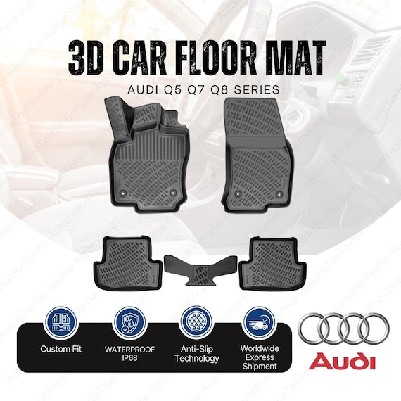 Audi Q5 Q7 Q8 Series Floor Mats 4 Px Set Waterproof 3D Custom Fit Car Mats | No Slip & Durable All-Weather Protection Auto Carpet Odorless