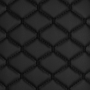 Quilted Vinyl Faux Leather Car Upholstery Fabric 2x2 5x5cm Diamond Stitch with 5mm Foam Backing 140cm Wide Automotive Projects 5 - Black Black