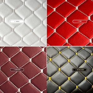 Stitched Vinyl Synthetic Leather Auto Upholstery Material | 2"x2" 5x5cm Rhombus Pattern with 5mm Sponge Backing | 140cm Wide |Car Quilted