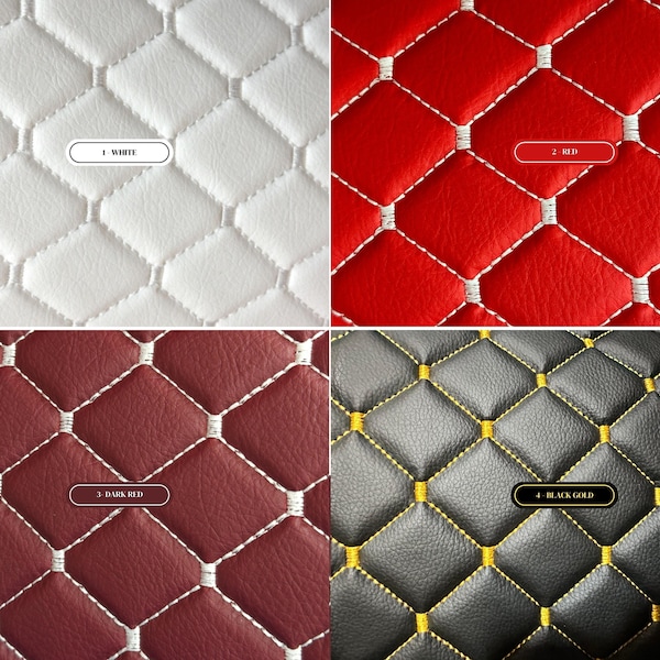 Stitched Vinyl Synthetic Leather Auto Upholstery Material | 2"x2" 5x5cm Rhombus Pattern with 5mm Sponge Backing | 140cm Wide |Car Quilted