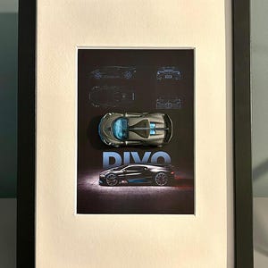 Bugatti Divo 3D Wall Art – Magnetic 1:64 Diecast Car Frame – Luxury Supercar Gift – Detachable Model Car – Art for Car Lovers