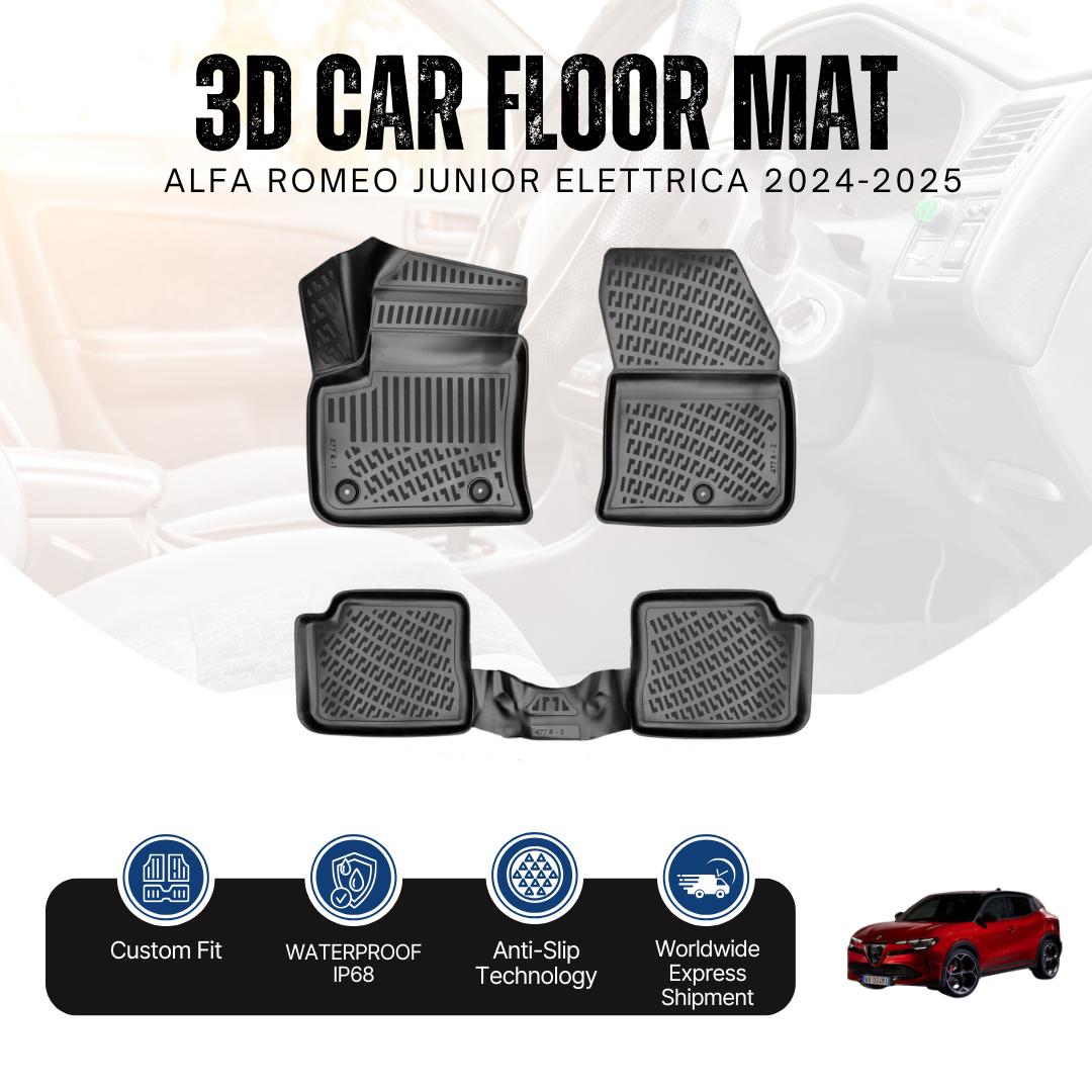 Tapis De Sol Alfa Romeo Junior Electrique 2024-2025 – Set 4 Pièces, Antidérapant, Protection Complète | Facile à Nettoyer, Sur Mesure