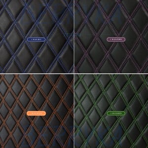 Double Quilted Vinyl Faux Leather Car Upholstery Fabric | 2"x3" 5x7.5cm Diamond Stitched 5mm Foam Backed 140cm-55" Wide | Automotive