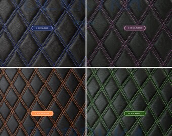 Hexagon Quilted Faux Leather Vinyl Fabric For Car Upholstery - 2-5cm Stitched