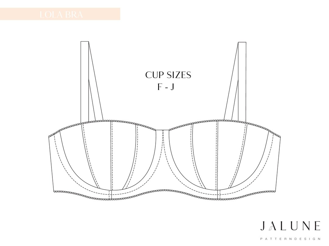 LOLA BRA cups F-J Intant Download PDF Sewing Pattern Fir a Balconette ...
