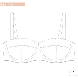 RUBY BRA - Instant download PDF sewing pattern for a balconette underwire bra.