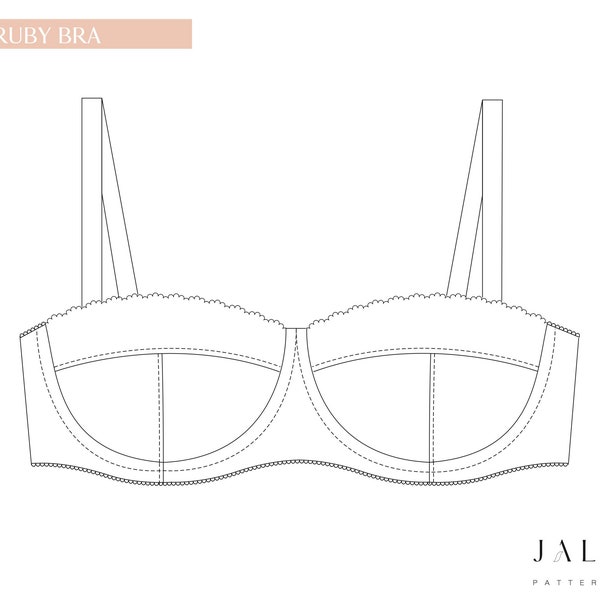 RUBY BRA - Patron de couture PDF à téléchargement instantané pour un soutien-gorge balconnet à armatures.