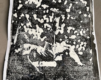Daizen MAEDA derby overhead kick. Original Gelli plate Art. Limited Edition - 4/5 works left each unique