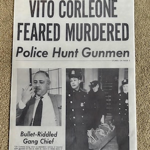 The Godfather Replica Newspaper Front Page - Vito murder attempt - 31cm x 45cm Unique Gift