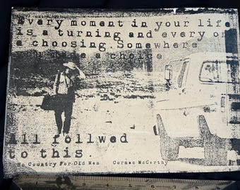 Cormac McCarthy 'No Country For Old Men' Gelli Plate Print