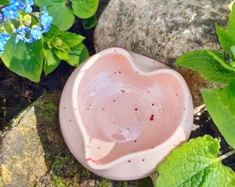 HERZ-SCHÄLCHEN Rosa Keramik handgetöpfert für Dips Gästeseifen Pralinen Schmuck perfekt als kleines Geschenk, Mitbringsel, tolle Deko Schale