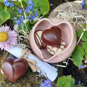 HERZ-SCHÄLCHEN Rosa Keramik handgetöpfert für Dips Gästeseifen Pralinen Schmuck perfekt als kleines Geschenk, Mitbringsel, tolle Deko Schale Bild 7