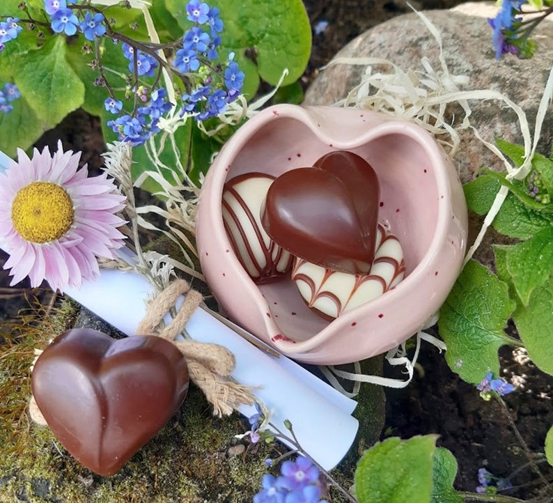 HERZ-SCHÄLCHEN Rosa Keramik handgetöpfert für Dips Gästeseifen Pralinen Schmuck perfekt als kleines Geschenk, Mitbringsel, tolle Deko Schale Bild 7