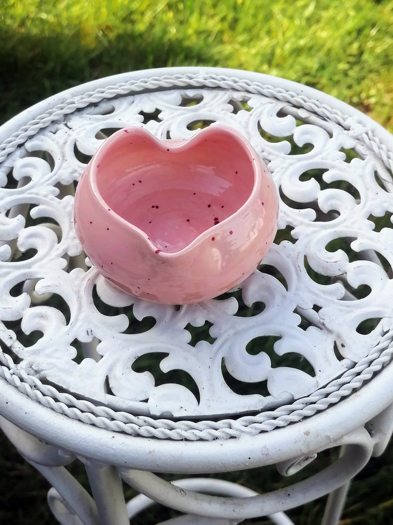 HERZ-SCHÄLCHEN Rosa Keramik handgetöpfert für Dips Gästeseifen Pralinen Schmuck perfekt als kleines Geschenk, Mitbringsel, tolle Deko Schale Bild 4