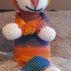 45cm crocheted multi colour cat