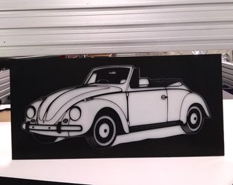 Vintage VW Convertible, Classic VW Retro Car Decor, Gift for Car Lover