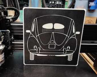 Vintage VW Convertible Car Decor, Engraved Plastic Wall Art