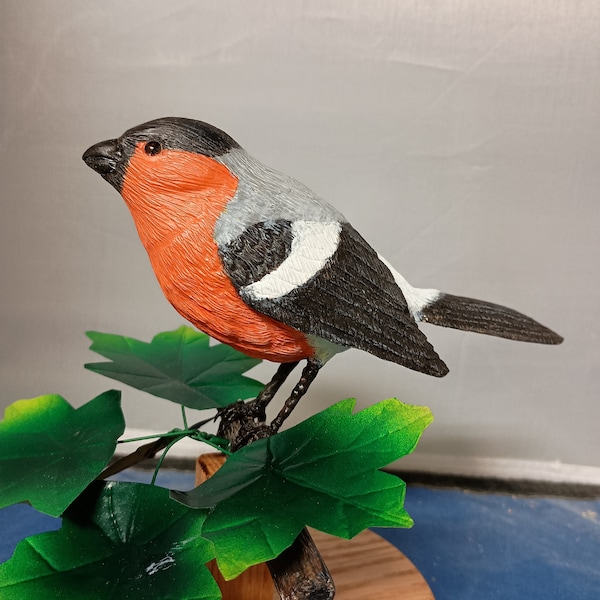 Hand carved life size European Bull Finch