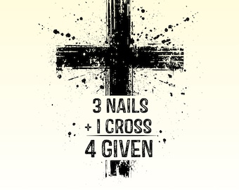 Cruz cristiana SVG PNG, 3 clavos, 4 dados (descarga digital)
