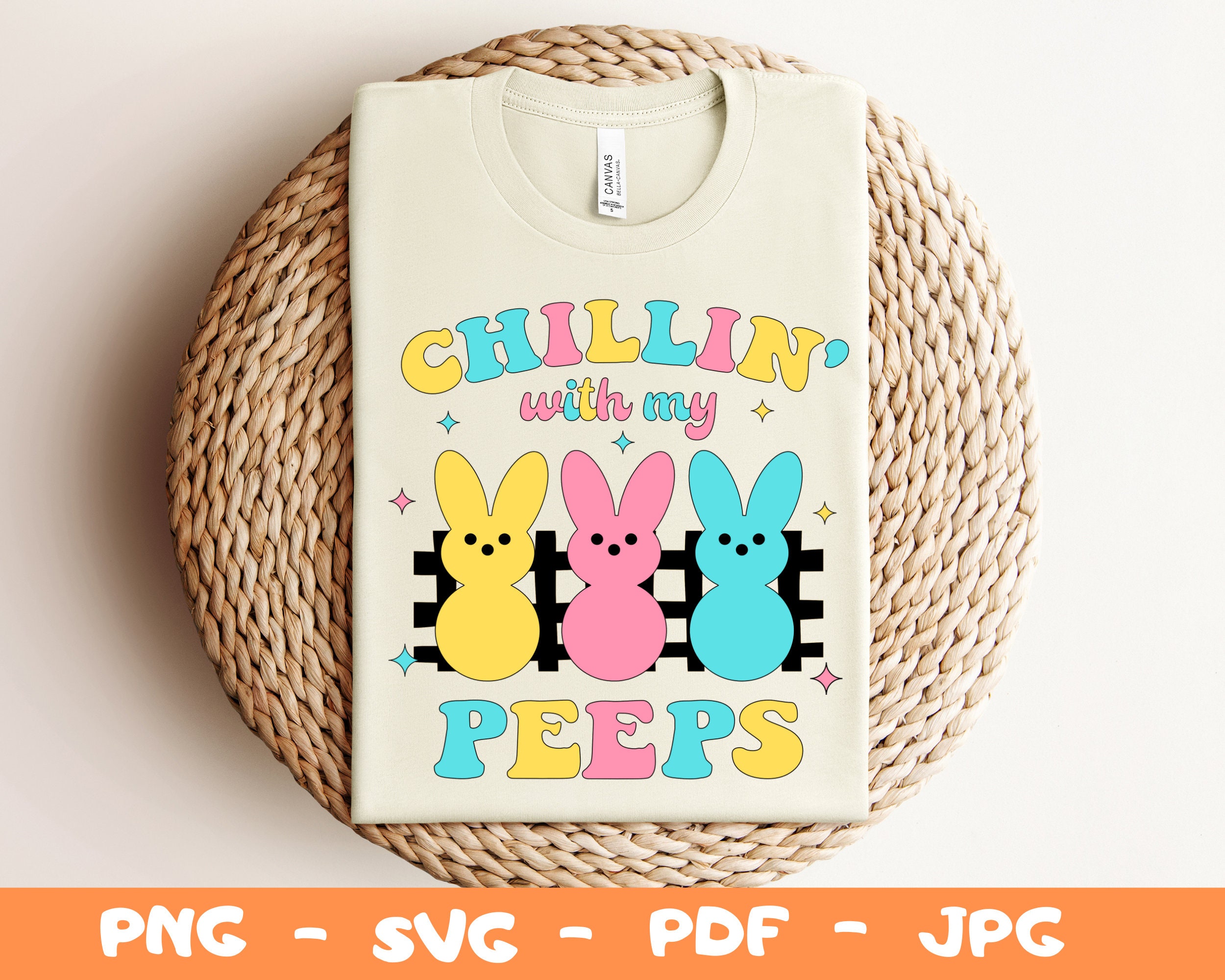 Chillin' With My Peeps Three Bunnies SVG PNG - Inspire Uplift