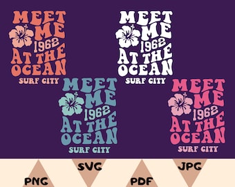 Meet Me At The Ocean Retro Beach Design (digitale download)