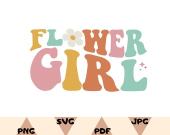 Niña de las flores SVG PNG: Diseño de boda con letras onduladas (Descarga digital)