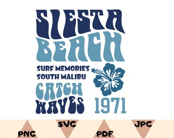 Sudadera Siesta Beach SVG PNG: Diseño de recuerdos de surf (descarga digital)