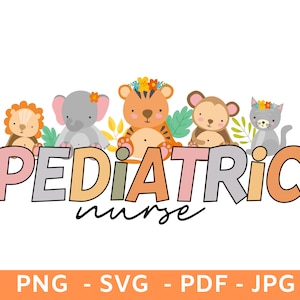 Pediatric Nurse Shirt with Animals Png,Peds Nurse SVG,Unisex Sweatshirt Svg,Pediatrics Nurse Gift Png,Nurses Week Appreciation,Peds Tee Png