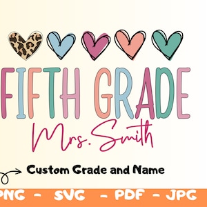 Personalized Fifth Grade Teacher SVG,Png,Teacher PNG,First day of School Svg,5th Grade Teacher,Grade Crew Teacher Svg,Leopard Teacher Png
