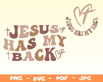 Jesús me respalda. Diseño cristiano retro (SVG PNG).