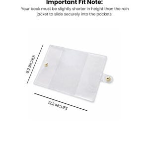 Book Rain Jacket: Clear Protective Book Cover with Snap Closure Petite 8.2 x 12.2