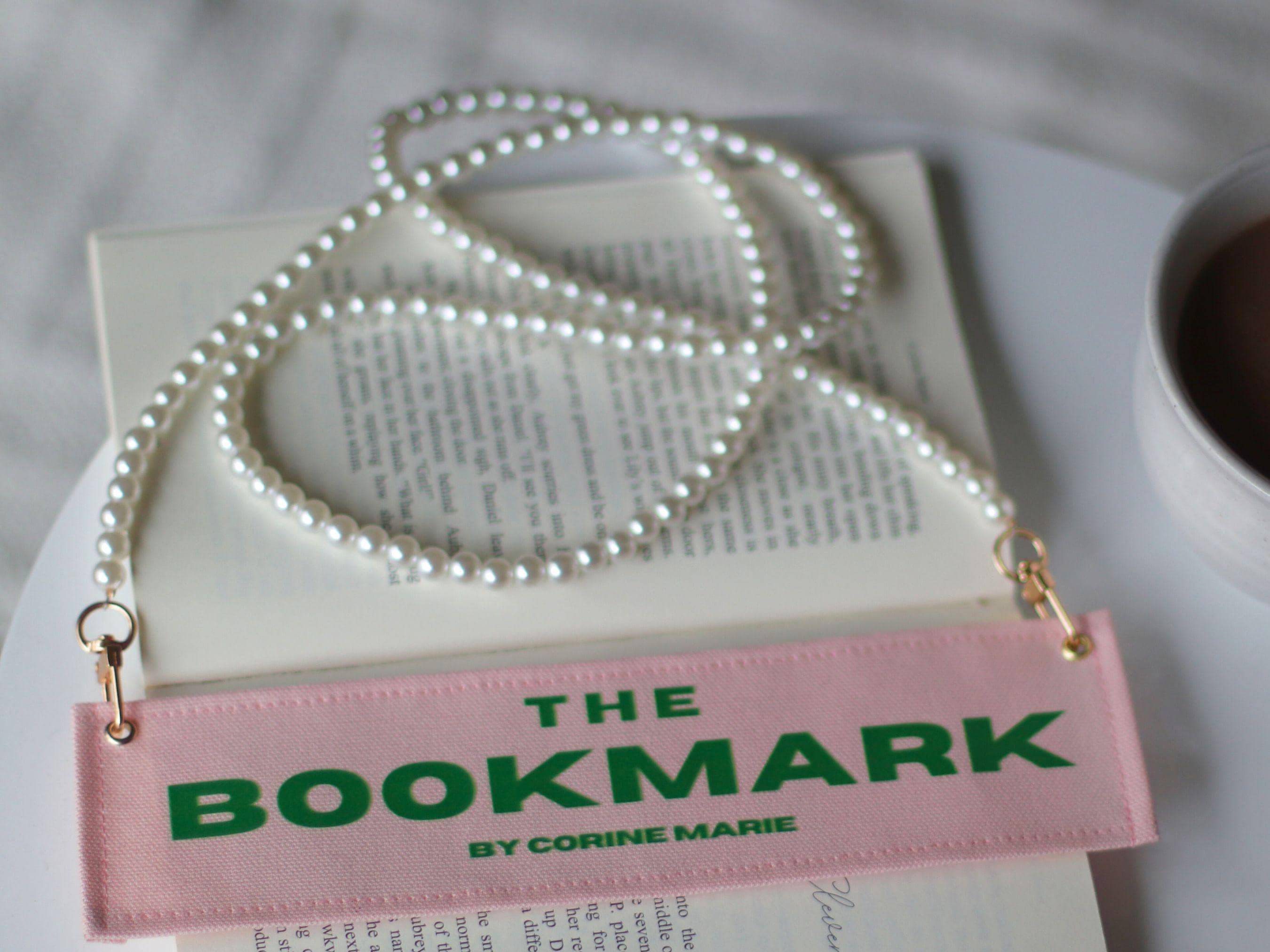 Oh So Pretty Pink and Green Bookmark with Detachable Handle, Book Carrier, Bookmark Purse, Booklover's Gift