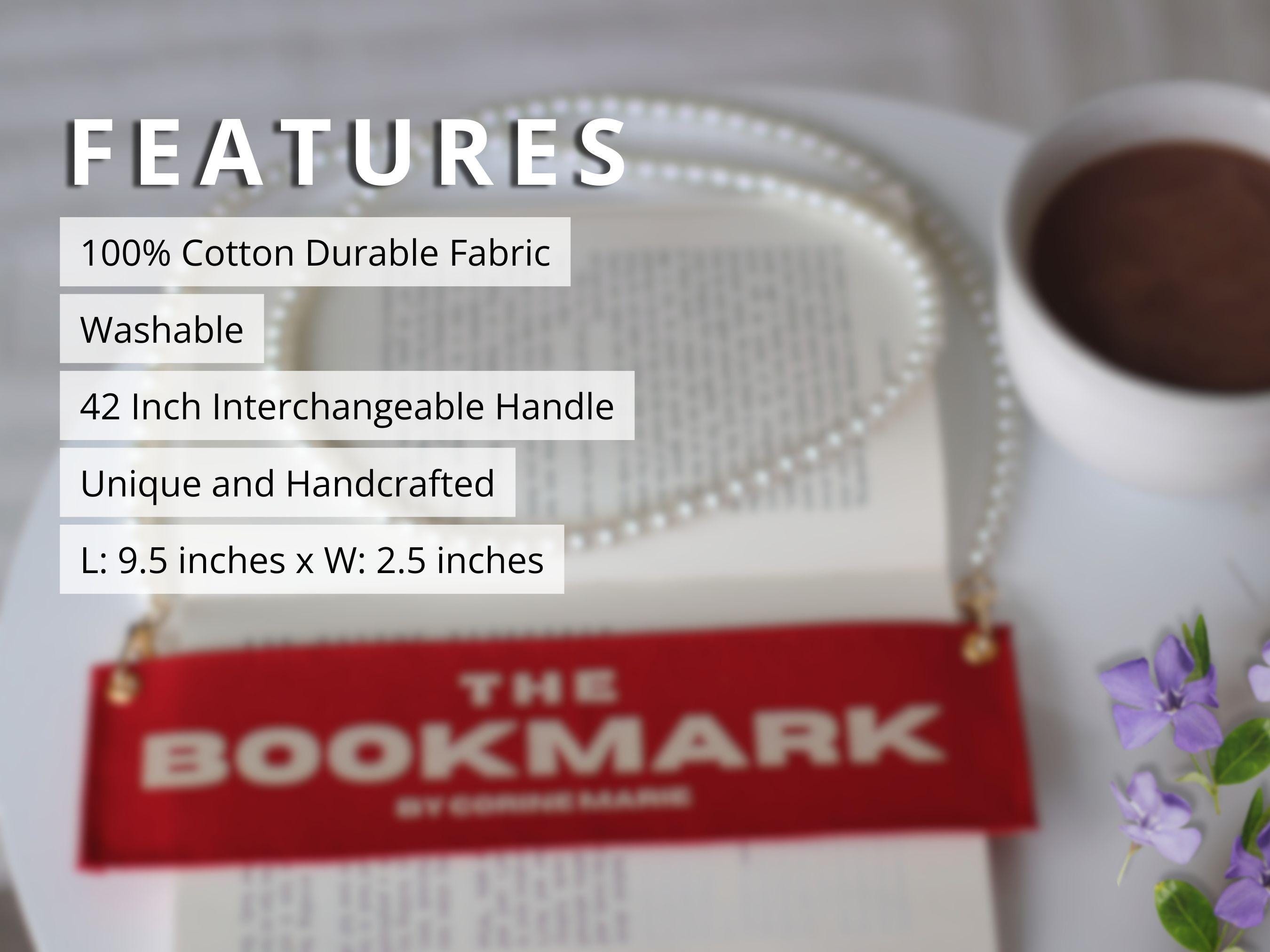 Crimson and Cream Bookmark with Detachable Handle, Book Carrier, Bookmark Purse, Booklover's Gift