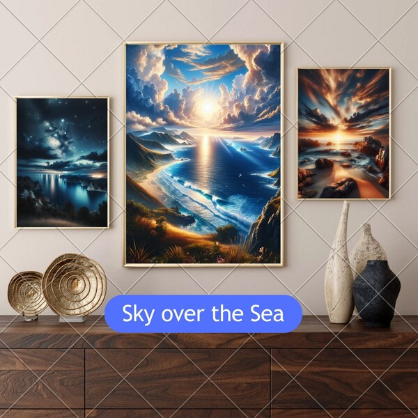 Sky and Sea - Set of Three | Sea Prints | Ocean Prints | Sky Prints | Photography | Digital Prints | Oceans | Blue Skies | Wall Art