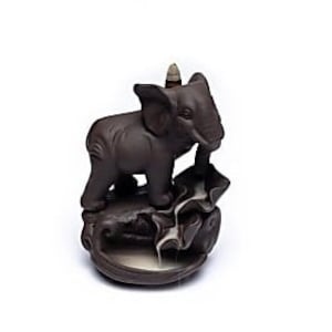 Ceramic incense burner fountain waterfall smoke elephant zen atmosphere relaxation serenity well-being relaxation meditation purification