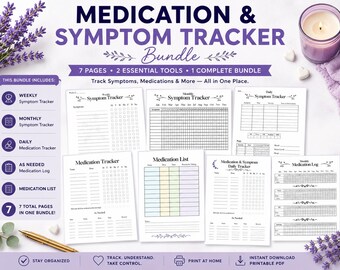 Medication Symptom Tracker Printable | Chronic Illness Planner, Health Log (PDF)