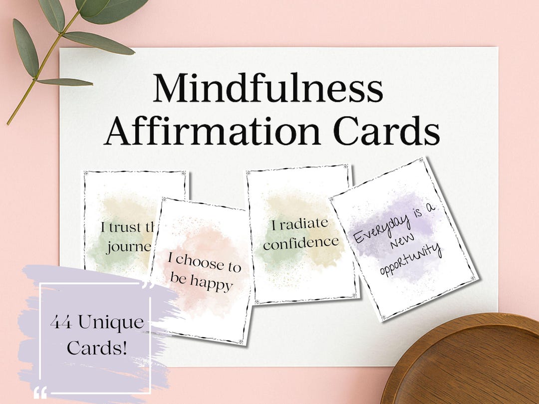 Mindfulness Affirmation Cards: 44 Printable Mental Wellness Cards ...