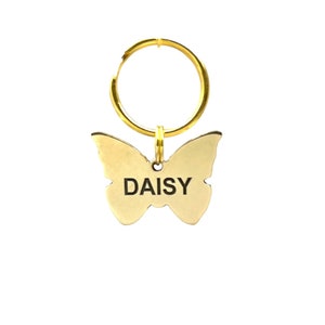 Engraved BUTTERFLY Personalized Custom Pet ID Tags for Dogs and Cats in Solid Brass  5/8ths 3/4ths 1 inch 1.25 inch .75