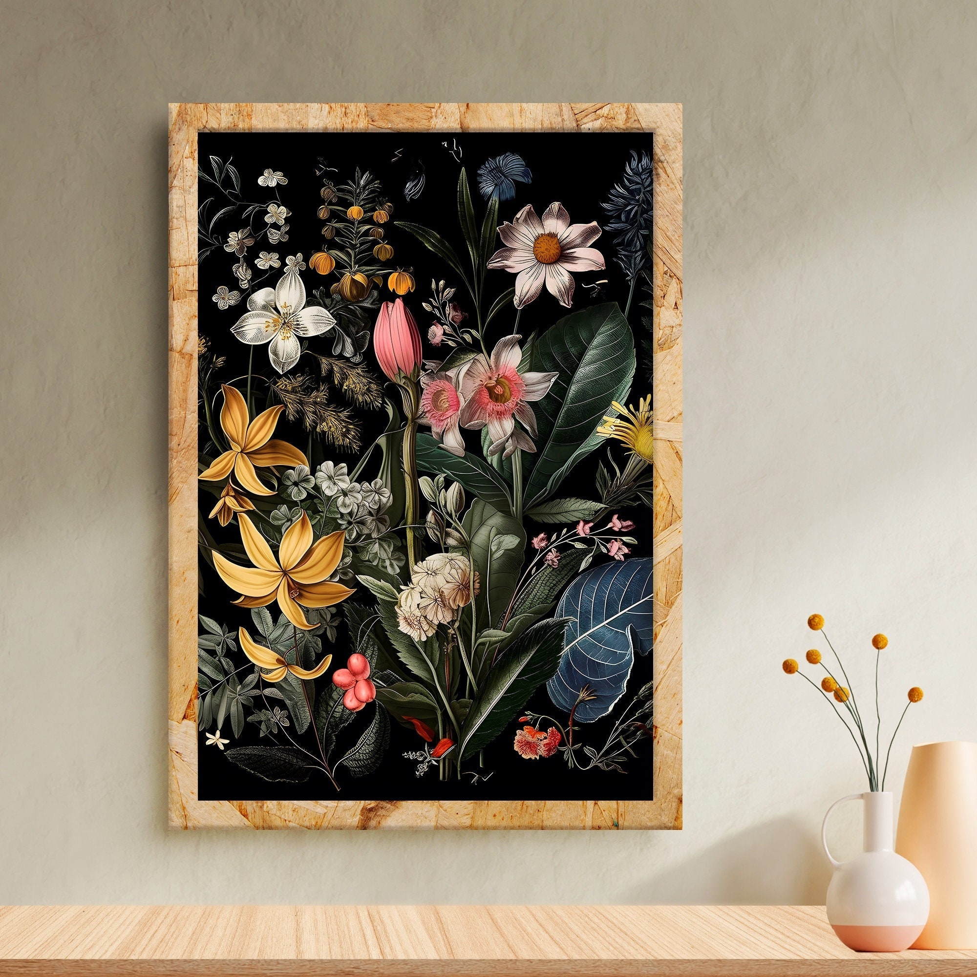 Botanical Floral Print Wall Art Digital Download 5 Files - Etsy